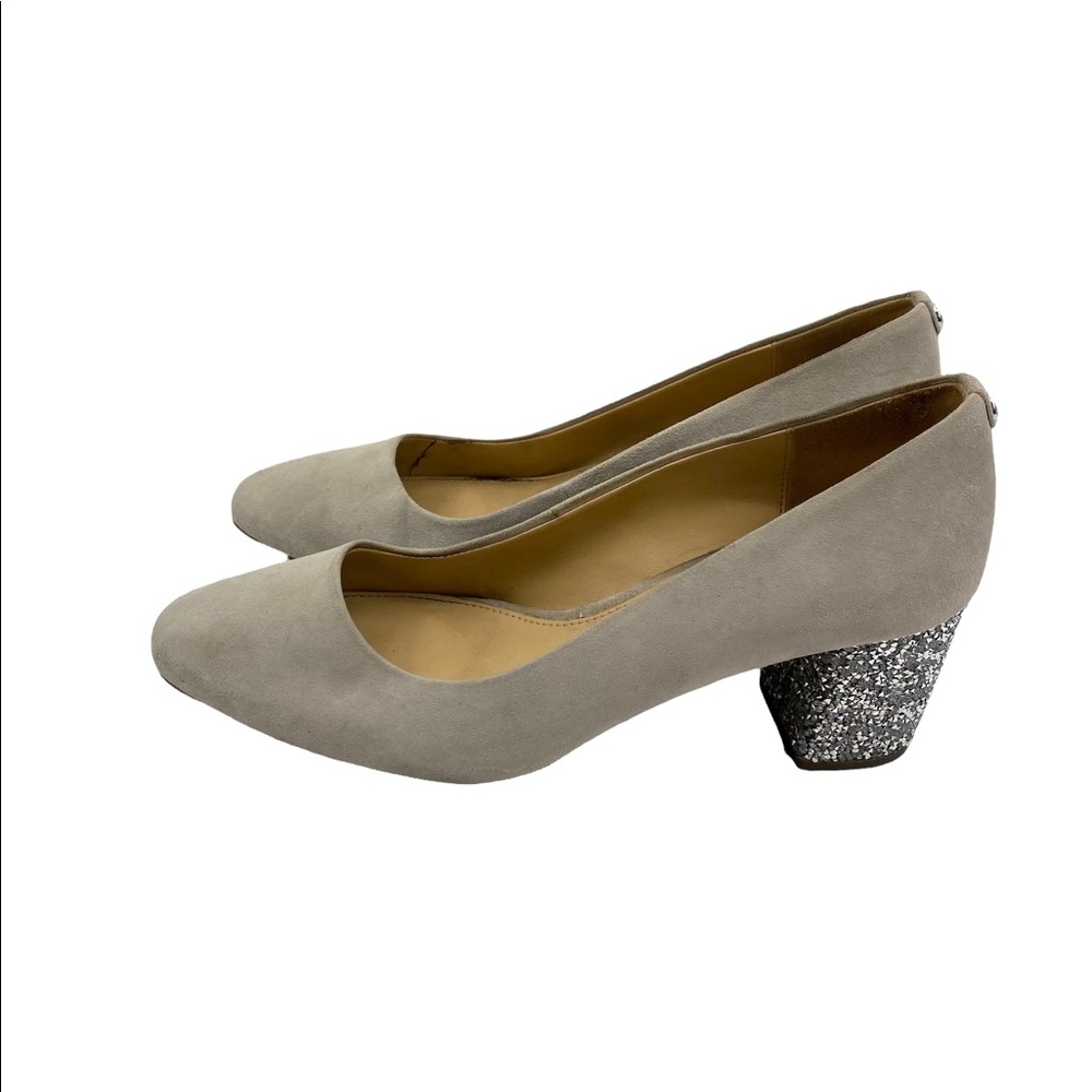 💕SALE💕 Michael Kors Cher Suede Mid Flex Glitter Chunky Heels - Picture 2 of 8